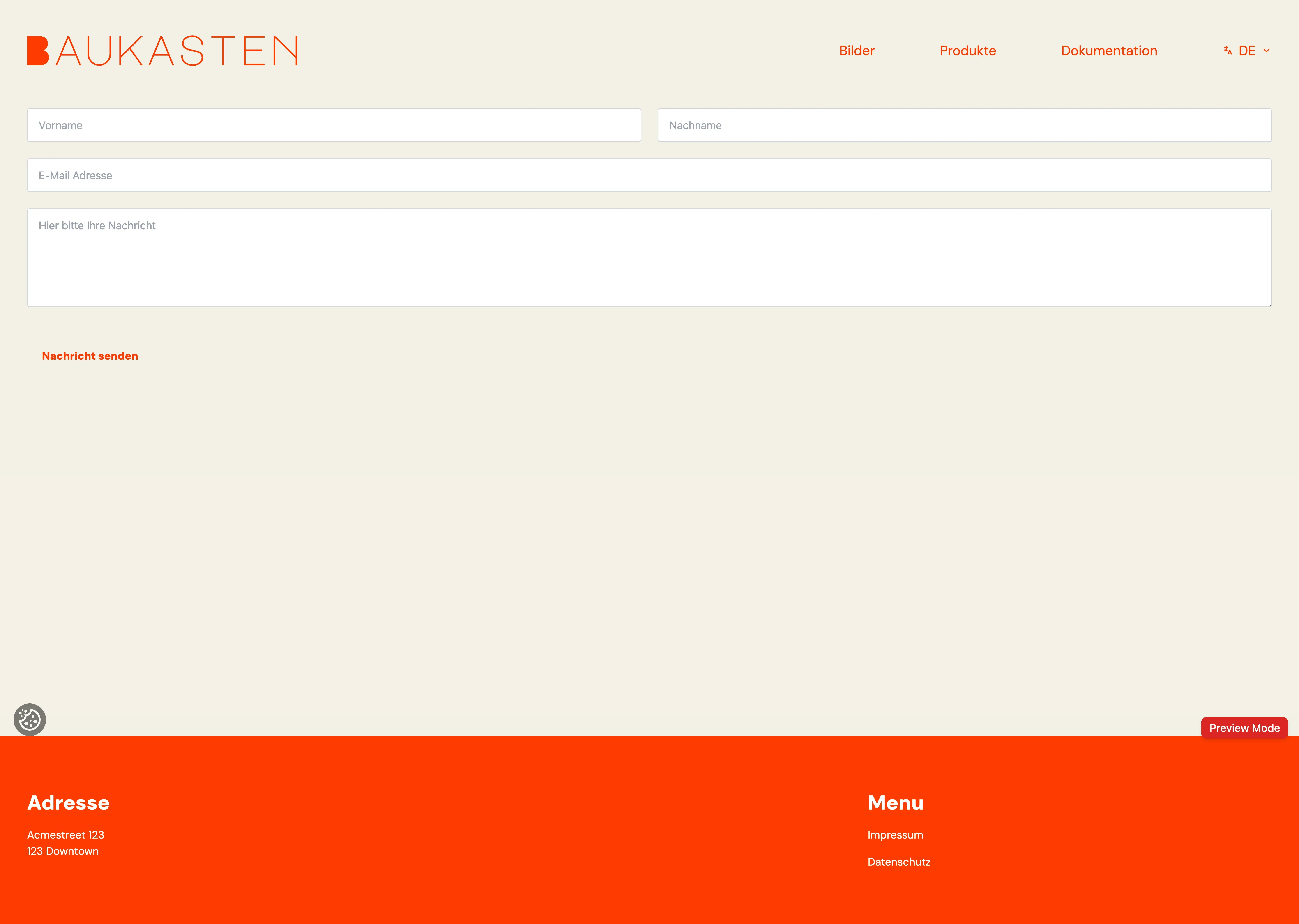 Screenshot Kontaktformular