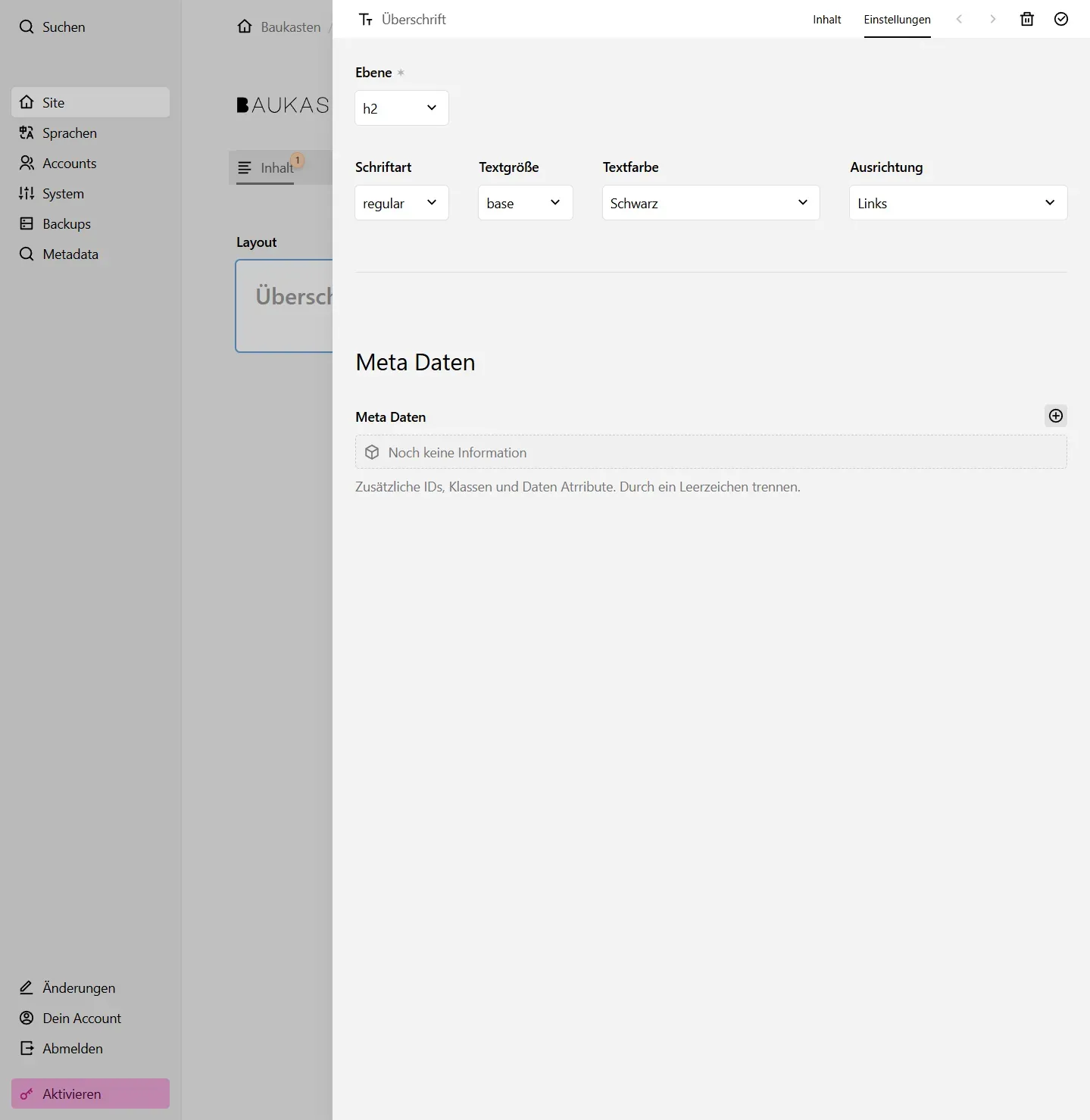 Screenshot Überschrift