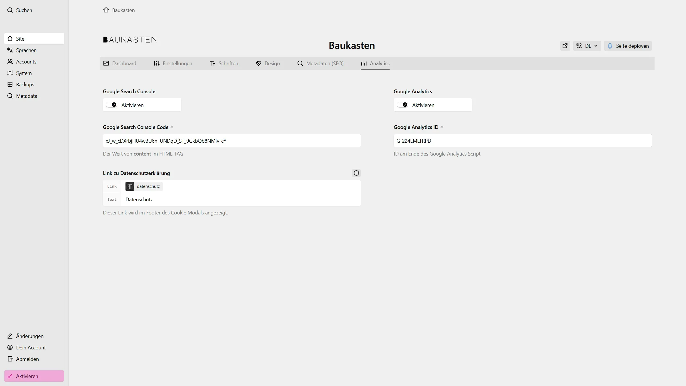 Tracking & Cookie‑Banner