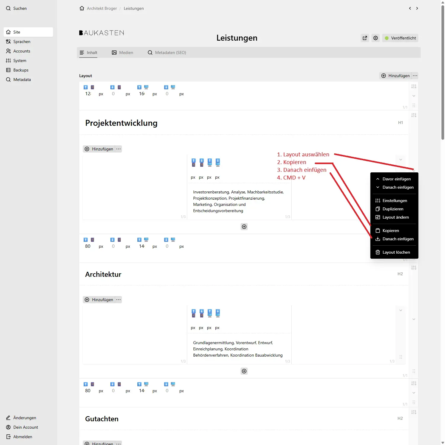 Layout kopieren