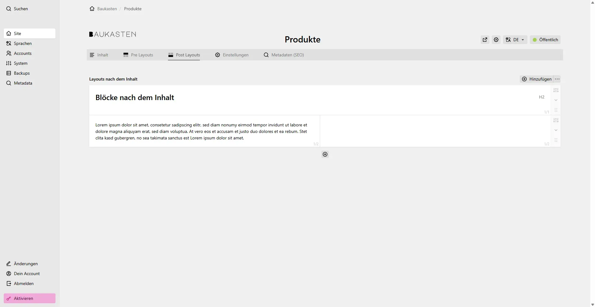 Baukasten Post Layouts 